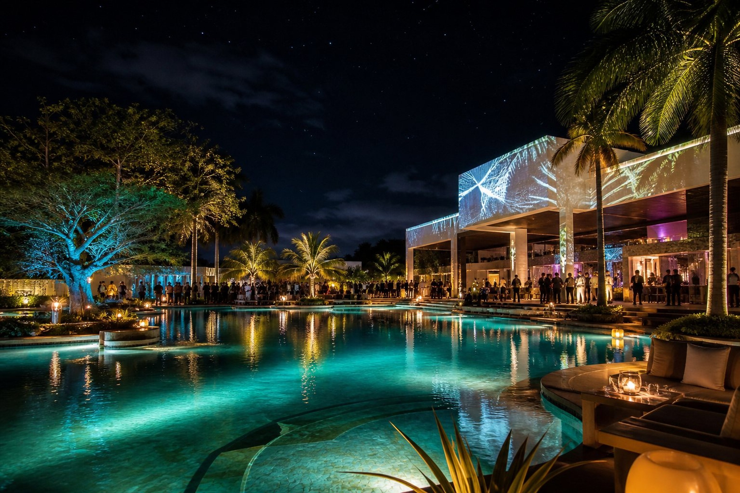 Concept visualization — ANDATA LAB: a night pool as a living canvas of light